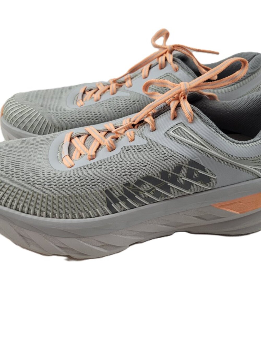 Hoka One One Bondi 7 Running Shoes Womens 11 Gray Orange Sneakers Sharkskin - Picture 2 of 14
